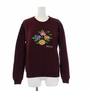 近年モデル スウェット トレーナー 長袖 花刺繍 裏起毛 XXS ボルドー タグ付き
