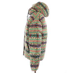 POLO RALPH LAUREN 近年モデル ダウンジャケット フード 総柄 XXS マルチカラー レッド グリーン ライトブルー