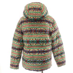 POLO RALPH LAUREN 近年モデル ダウンジャケット フード 総柄 XXS マルチカラー レッド グリーン ライトブルー