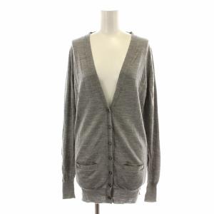 カーディガン ニット 長袖 Vネック ウール グレー