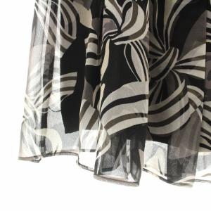 M'S GRACY フレアスカート ひざ丈 総柄 シアー シースルー 40 L 黒 ブラック グレー