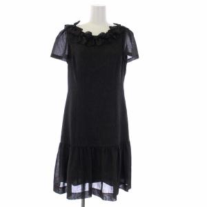 フレアワンピース ひざ丈 半袖 リボン 40 M グレー