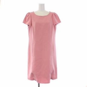 ワンピース ひざ丈 半袖 クルーネック 42 L ピンク