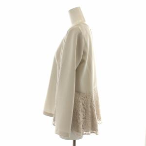 BARNEYS NEW YORK ブラウス 長袖 レース クルーネック 36 S ライトグレー