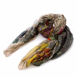 地図柄 ストール ショール 大判 ベージュ