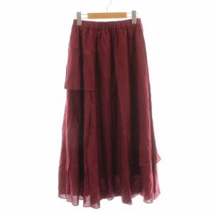 JURGEN LEHL フレアスカート ロング マキシ 絹 シルク混 M ボルドー ワインレッド