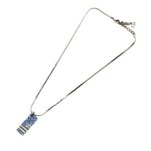 Christian Dior トロッター ネックレス ペンダント シルバー色 青 ブルー