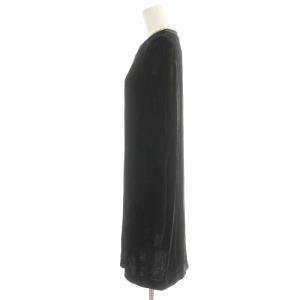 McQ Alexander McQueen ワンピース ひざ丈 ベロア シルク混 ビジュー 長袖 40 M 黒 ブラック
