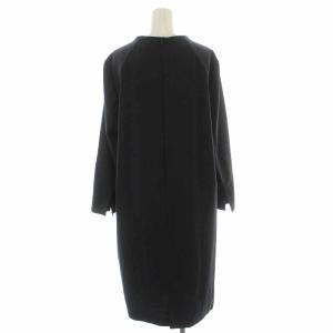 Leilian WHITE LABEL 洗えるビジューネックワンピース ひざ丈 長袖 大きいサイズ 17+ XXXL 紺 ネイビー 1203225