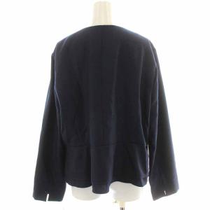 Leilian ペプラムジャケット ノーカラージャケット ウール ウエストシェイプ 大きいサイズ 17+ XXXL 紺 ネイビー 1206065