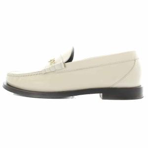 JIMMY CHOO 21SS MOCCA/F ローファー スリッポン レザー スターチェーン 37 24cm 白 ホワイト