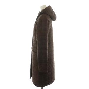 MACKINTOSH キルティングコート ロング丈 フード アウター 36 S 茶 ブラウン