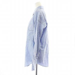 BEAUTY&YOUTH UNITED ARROWS 23SS コットン フラップポケット シャツ ブラウス 長袖 ストライプ 青 ブルー 白 ホワイト