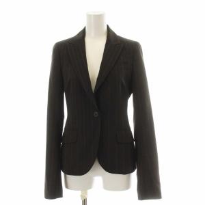 Theory スーツ セットアップ 上下 テーラードジャケット テーパードパンツ ストライプ ウール混 0 XS X0 XXS 茶 ブラウン