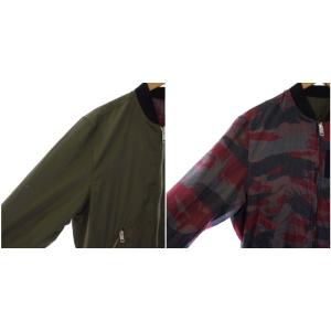 DIESEL リバーシブル ブルゾン ジャケット カモフラ 迷彩柄 ナイロン アウター S カーキ 赤 レッド