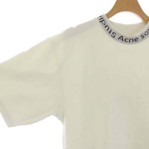 Acne Studios NAVID Tシャツ カットソー ハイネック 半袖 ロゴ ストレッチ XS 白 ホワイト