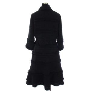 TO BE CHIC スーツ フォーマル セットアップ 上下 2点セット ツイード フリル ジャケット フレアスカート 42 L 黒 ブラック