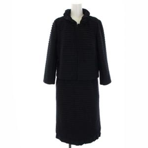 スーツ フォーマル セットアップ 上下 2点セット ボーダー フリル ジャケット スカート 42 L 黒 ブラック