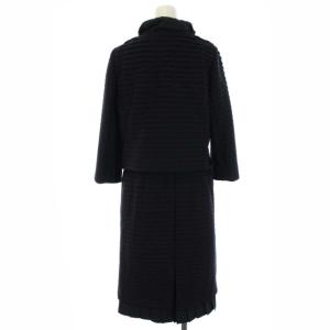 TO BE CHIC スーツ フォーマル セットアップ 上下 2点セット ボーダー フリル ジャケット スカート 42 L 黒 ブラック