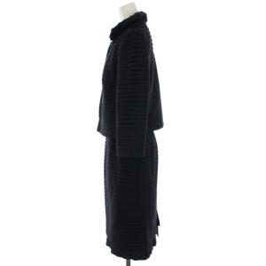 TO BE CHIC スーツ フォーマル セットアップ 上下 2点セット ボーダー フリル ジャケット スカート 42 L 黒 ブラック