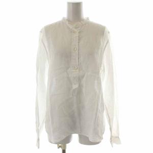 ブラウス シャツ リネン 麻 長袖 3 L 白 ホワイト