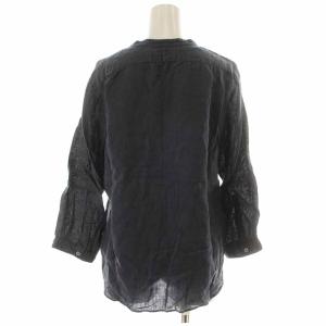 MARGARET HOWELL ブラウス シャツ リネン 麻 ポケット 七分袖 3 L 黒 ブラック