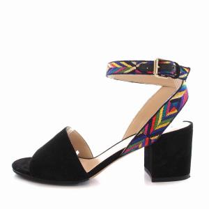 VALENTINO GARAVANI サンダル チャンキーヒール スエード アンクルストラップ 36 23cm 黒 ブラック