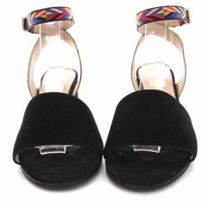 VALENTINO GARAVANI サンダル チャンキーヒール スエード アンクルストラップ 36 23cm 黒 ブラック