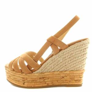 Sergio Rossi ストラップサンダル スエード ウエッジソール 厚底 35 22cm 茶 ブラウン