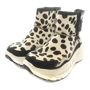 Classic Dalmatian ショートブーツ シューズ ハラコ 総柄 サイドジップ ボア 23.5cm 白 ホワイト