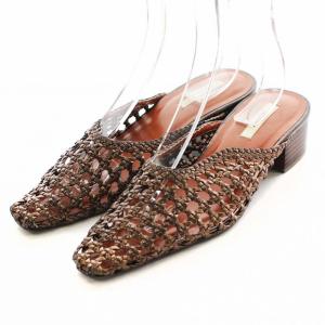 Ameri VINTAGE BRAID CURVE MULE ミュール サンダル ヒール スクエアトゥ M 23.5cm 茶 ブラウン