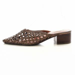 Ameri VINTAGE BRAID CURVE MULE ミュール サンダル ヒール スクエアトゥ M 23.5cm 茶 ブラウン