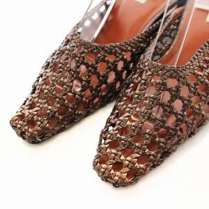 Ameri VINTAGE BRAID CURVE MULE ミュール サンダル ヒール スクエアトゥ M 23.5cm 茶 ブラウン