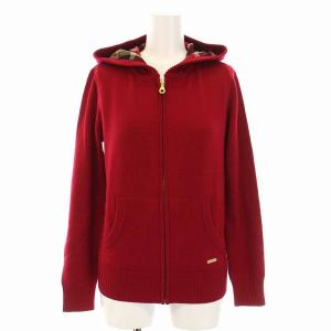 ニット パーカー ジップアップ ウール 長袖 38 M 赤 レッド