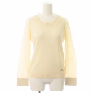 ニット カットソー 長袖 ウール クルーネック M アイボリー