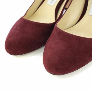 JIMMY CHOO BILLIE 65 パンプス チャンキーヒール ラウンドトゥ スエード 35 赤紫 ボルドー