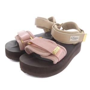SUICOKE DRAWER別注 22SS マノロ ストラップサンダル 厚底 スエード US4 22cm ピンク 茶色 ブラウン ベージュ