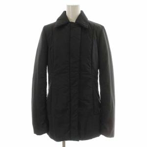 中綿ジャケット ミドル丈 ジップアップ 38 7号 S 黒 ブラック