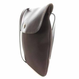 Longchamp ショルダーバッグ ポシェット ナイロン レザー フラップ 茶 ブラウン