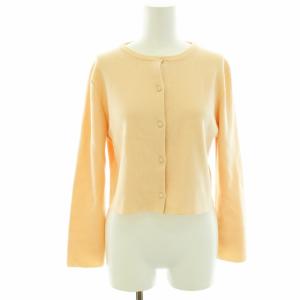 ニットカーディガン ボレロ ウール 絹 シルク混 長袖 ショート丈 38 M サーモンピンク