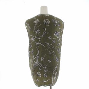 3.1 phillip lim ブラウス シャツ カシュクール 花柄 絹 シルク ノースリーブ 2 M カーキ