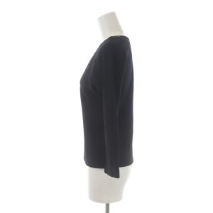 LANVIN セットアップ 上下 ニット セーター Vネック 長袖 フレアスカート ひざ丈 スパンコール リボン ウール 38 M 黒 ブラック