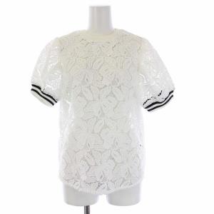 BD1811-3N-21 LACE TOP カットソー 半袖 プルオーバー 花柄 36 ホワイト 