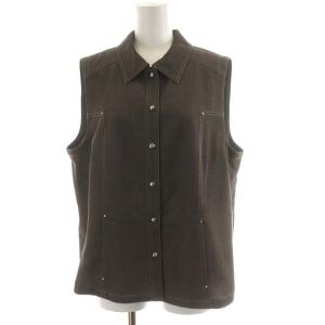 Leilian セットアップ 上下 ベスト フレアスカート ミモレ ロング 大きいサイズ 15+ XL 茶 ブラウン