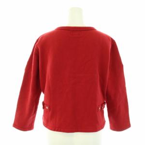 agnes b. カーディガン クルーネック 長袖 裏起毛 コットン T3 L 赤 レッド