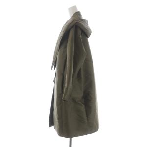 DRESSTERIOR シルクツイルデザインコート ロング フード ホック 偏光 絹混 カーキ