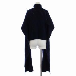 AKIRANAKA ニット セーター ノースリーブ タートルネック デザイン ウール ナイロン 38 M 紺 ネイビー