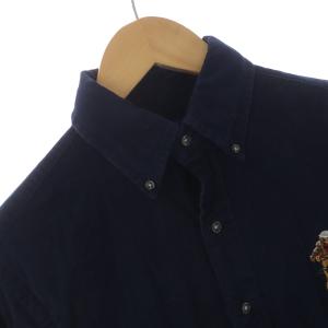 RALPH LAUREN CLASSIC FIT コーデュロイシャツ 長袖 ボタンダウン ポロベア刺繍 XS 紺 ネイビー