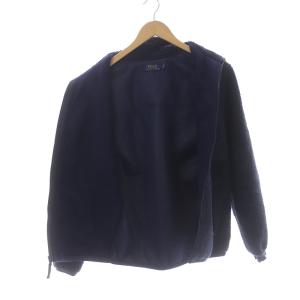 POLO RALPH LAUREN フリースジャケット ブルゾン ジップアップ ハイネック 切替 ワンポイント ボア XS 紺 ネイビー 赤 レッド