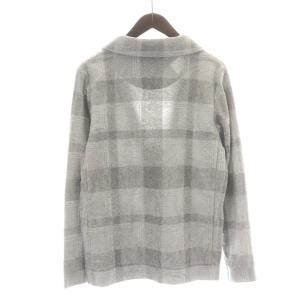 BLACK LABEL CRESTBRIDGE カーディガン 長袖 ショールカラー チェック パイル M グレー